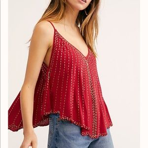 NWT FREE PEOPLE Free Fly Red and Gold Top, Size XS